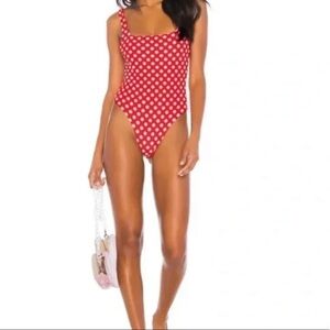 Revolve LPA Amelie Red Polka Dot Swimsuit One Piece